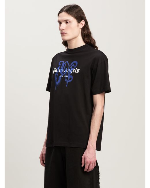 Palm Angels Black Monogram Spray City T-Shirt New York for men