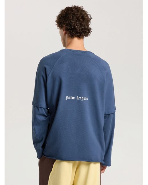 Palm Angels Blue Cali Vibes Layered Tee /S for men