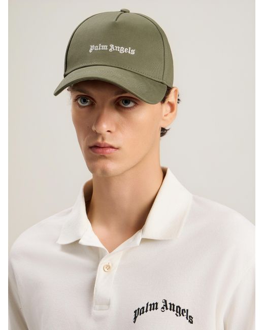 Palm Angels Green Classic Logo Corduroy Cap for men