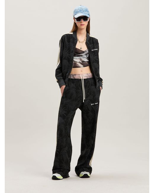 Palm Angels Black Jacquared Palms Track Jacket