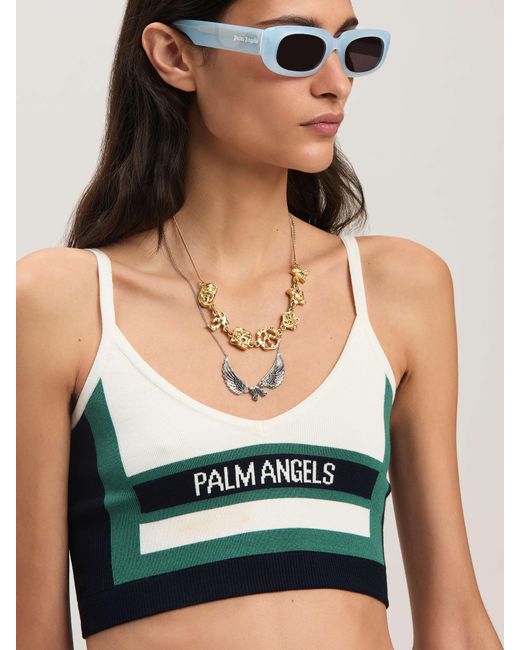 Palm Angels Blue Cb Racing Knit Top