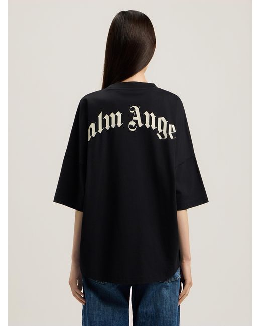 Palm Angels Black Curved Logo Over T-Shirt