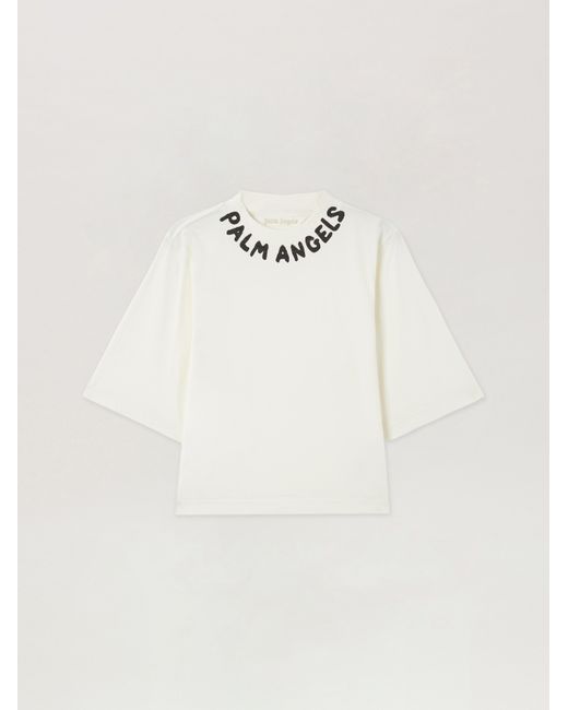 Palm Angels Natural Neck Logo Boxy T-Shirt