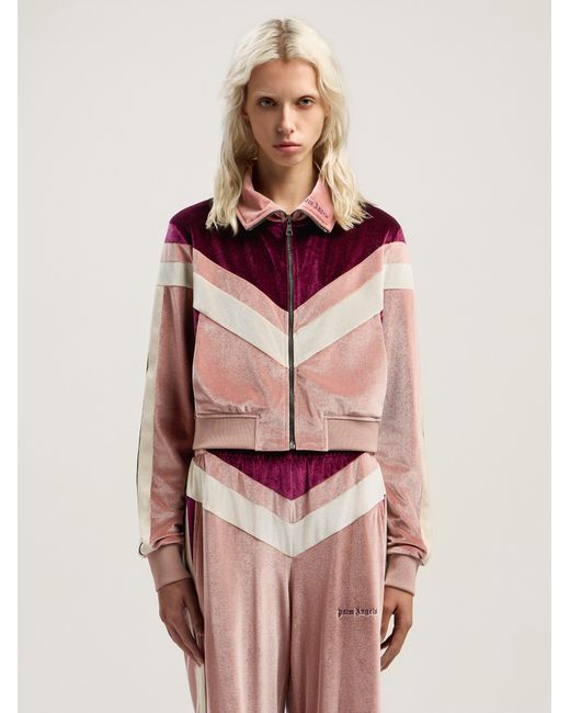 Palm Angels Pink Cropped Velvet Jacket