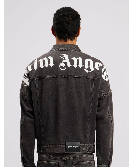 Palm Angels White Back Logo Over Denim Jkt for men
