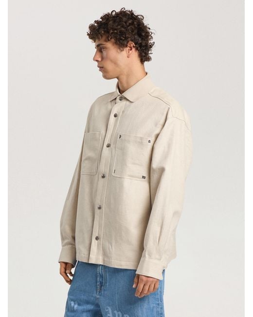 Palm Angels Natural Palm Type Loose Shirt Off for men