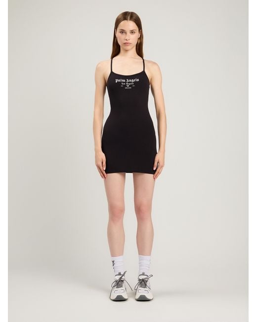 Palm Angels Black Milan La Fitted Mini Dress