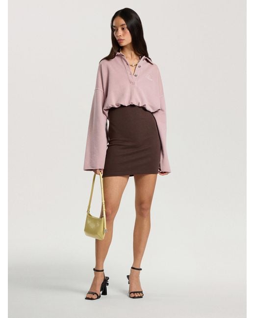 Palm Angels Pink Palm Sway Cropped Long Sleeve Polo