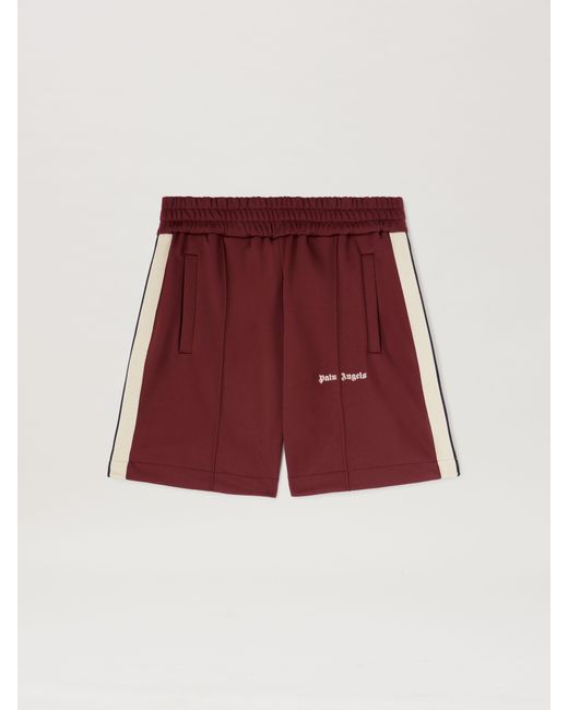 Palm Angels Red Classic Logo Track Shorts Burgundy for men