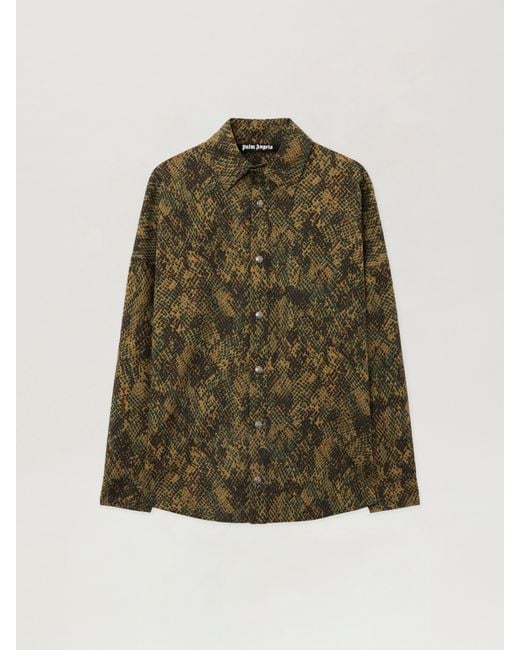 Palm Angels White Classic Logo Snake Overshirt for men