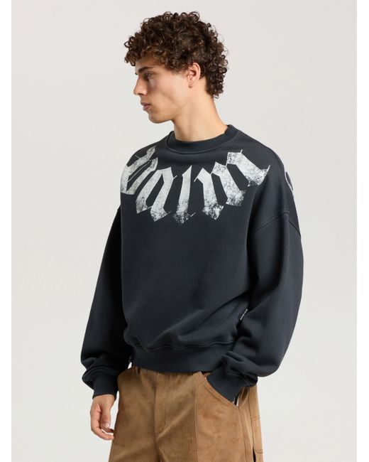 Palm Angels Black Big Neck Logo Loose Sweatshirt for men