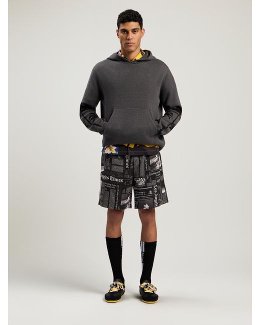 Palm Angels Black Back Palms Knit Hoodie Dark for men