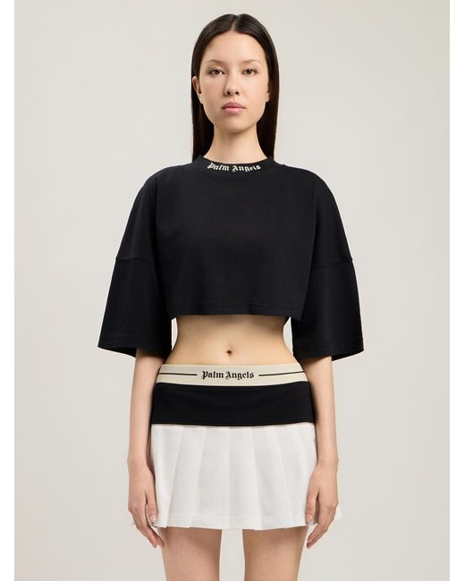 Palm Angels Black Back Curved Logo Mini T-Shirt