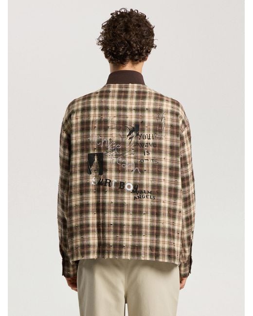 Palm Angels Natural Surfer Dream Check Loose Shirt for men