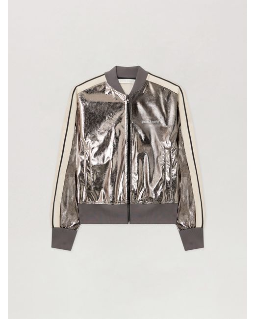 Palm Angels Natural Laminated Track Jacket Gunmetal
