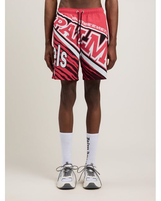 Palm Angels Red Racing Swimshorts for men