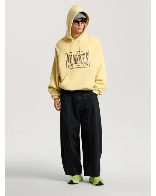 Palm Angels Yellow Vintage Box Logo Loose Hoodie Light for men