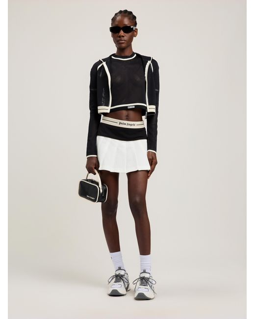 Palm Angels Blue Logo Mesh Cropped Top