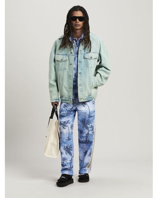 Palm Angels Blue Overdye Loose Denim Jacket for men