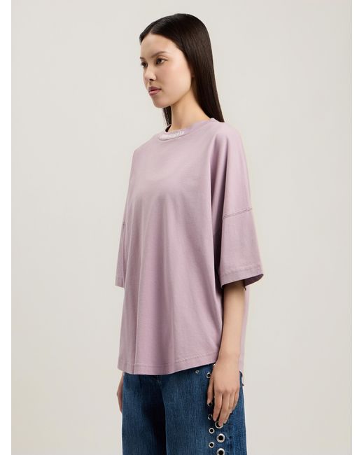 Palm Angels Pink Dripping Curved Logo Over T-Shirt