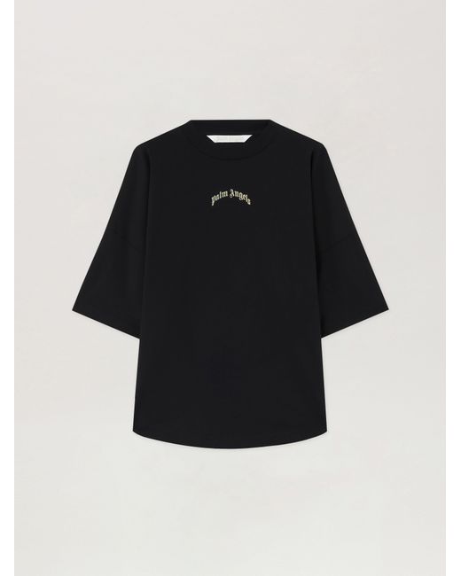 Palm Angels Black Curved Logo Over T-Shirt