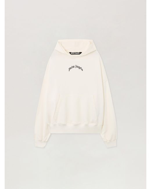 Palm Angels Natural Back Curved Logo Loose Hoodie Off for men