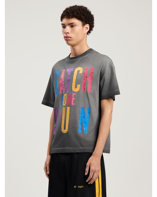 Palm Angels Gray Catch Some Sun T-Shirt for men