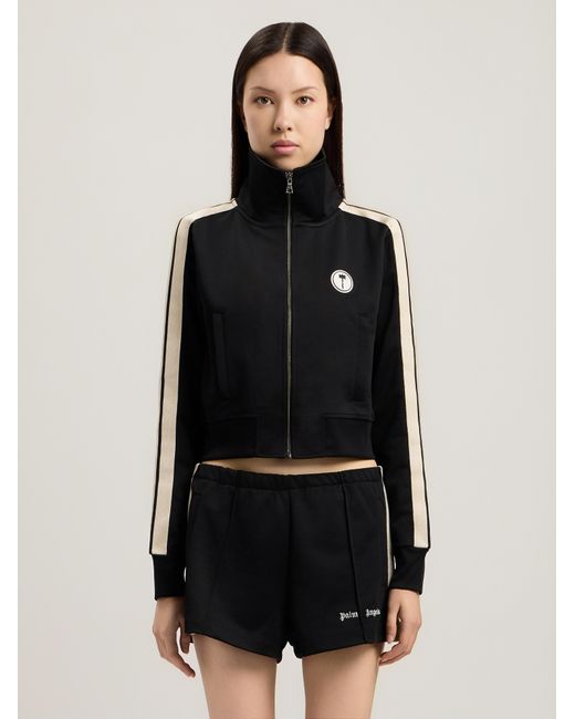 Palm Angels Black Tree Logo Crop Track Jacket