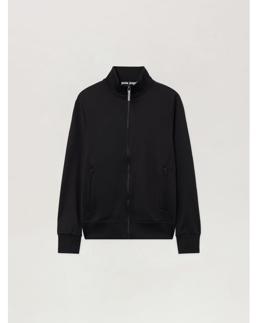 Palm Angels Black Curved Logo Track Jacket for men