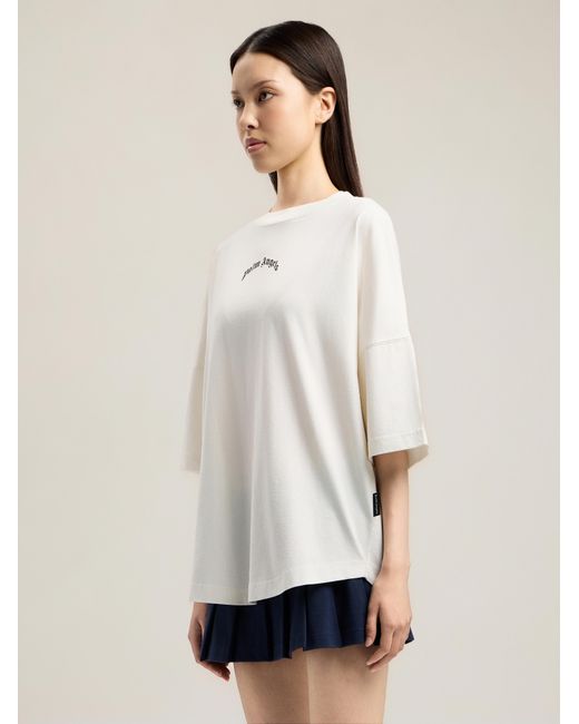 Palm Angels Natural Curved Logo Over T-Shirt