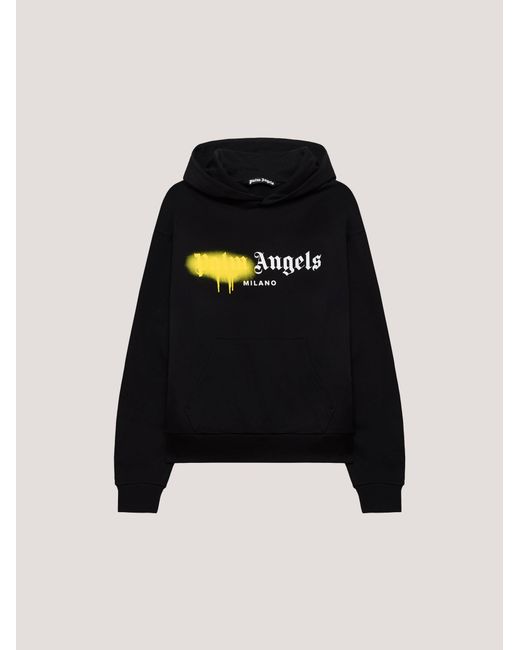 Palm Angels Black Spray City Milan Hoodie for men