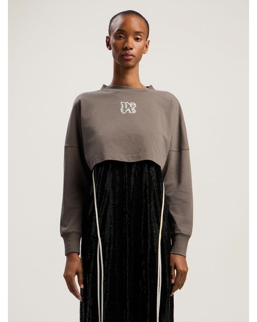 Palm Angels Brown Classic Logo Crop Top Dark