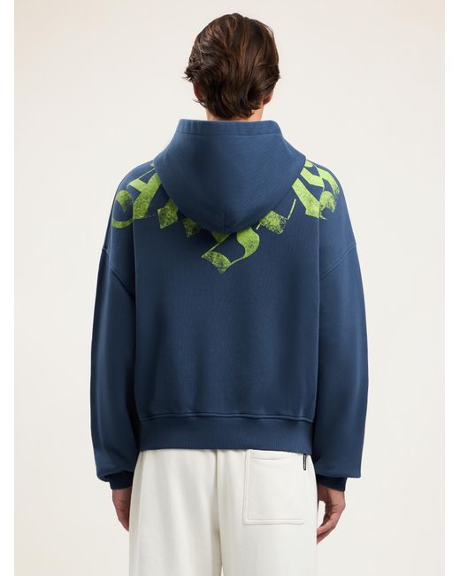 Palm Angels Blue Big Neck Logo Zip Hoodie for men
