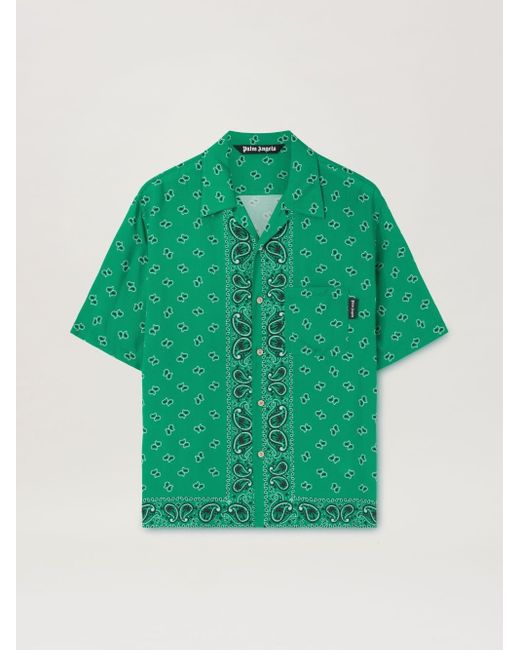 Palm Angels Green Paisley Bowling Shirt for men