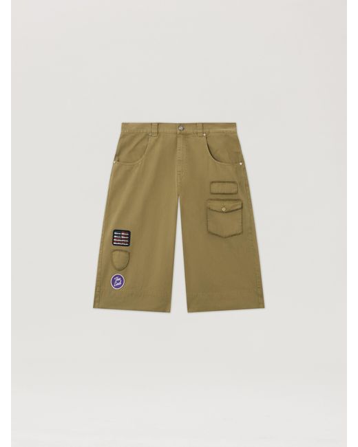 Palm Angels Natural Military Patch Bermuda Shorts Army for men