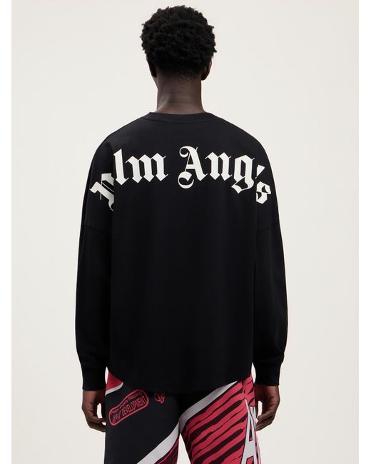 Palm Angels Black Classic Logo Long-Sleeved Over T-Shirt for men