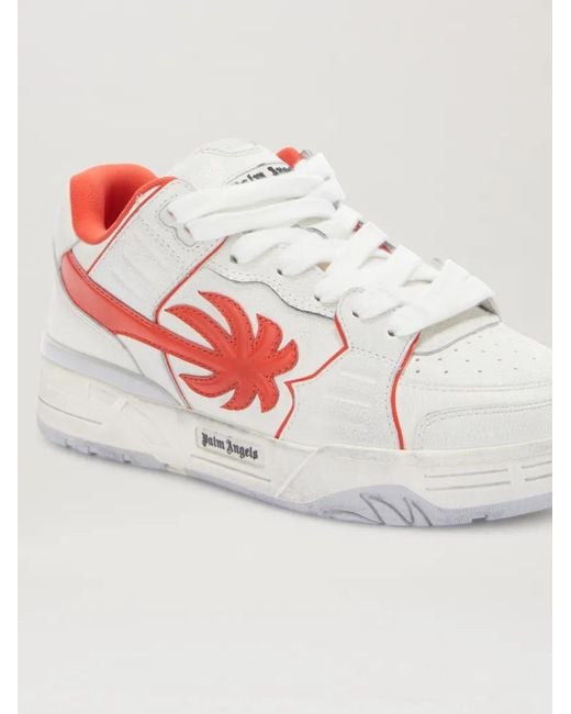 【関税＆送料込み】Palm Angels Venice Worn Out Sneakers VENICE WORN OUT SNEAKERS WHITE - CORAL R in WHITE - CORAL