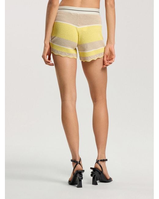 Palm Angels Yellow Logo Beach Knit Shorts Light