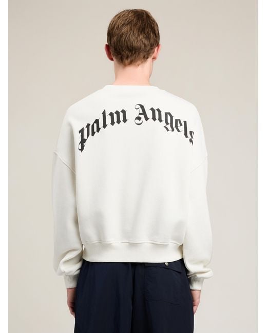 Palm Angels White Back Curved Logo Loose Sweatshirt for men