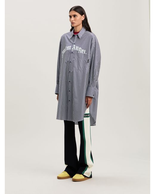 Palm Angels Purple Curved Logo Stripe Shirtdress