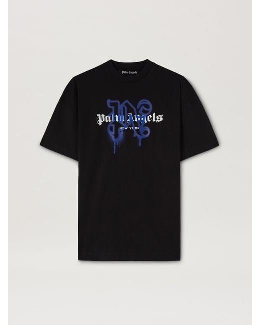 Palm Angels Black Monogram Spray City T-Shirt New York for men