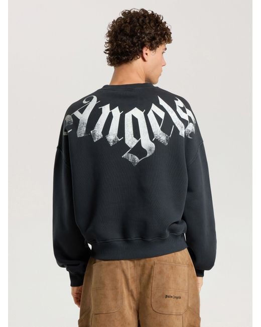 Palm Angels Black Big Neck Logo Loose Sweatshirt for men