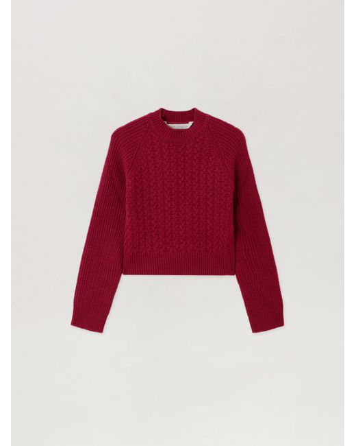 Palm Angels Red Curved Logo Ribbed Sweater Burgundy