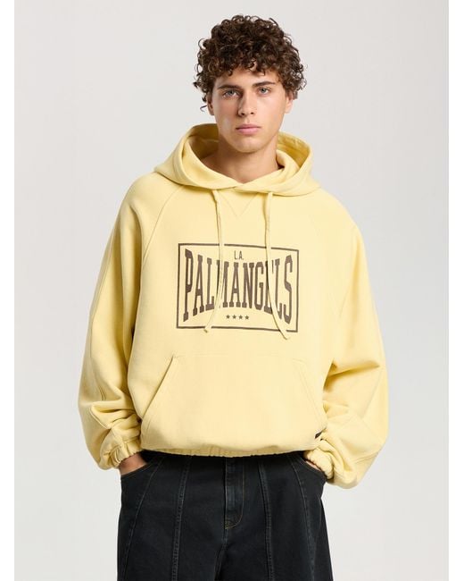 Palm Angels Yellow Vintage Box Logo Loose Hoodie Light for men