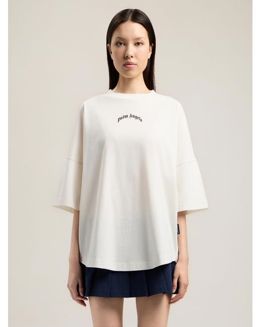Palm Angels Natural Curved Logo Over T-Shirt