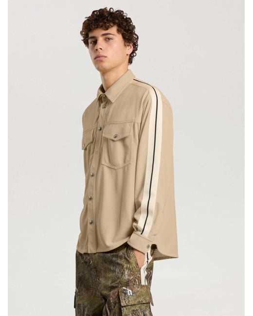 Palm Angels Natural Logo 90' Track Jacket Shirt Kaki for men