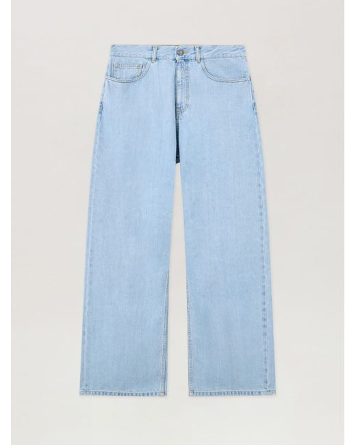 Palm Angels Blue Curved Logo Loose Jeans for men
