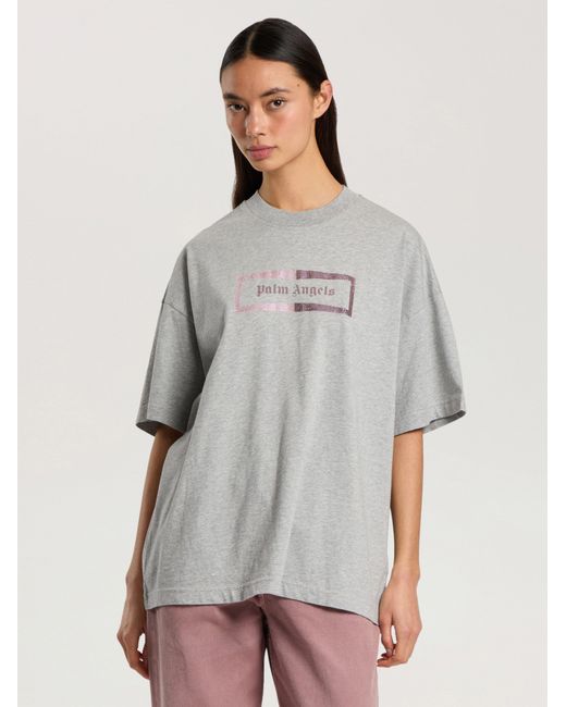Palm Angels Multicolor Studded Box Logo Loose T-Shirt Melange