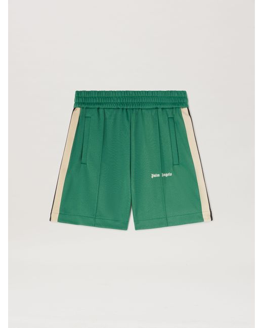 Palm Angels Green Embroidered Logo Track Shorts Forest for men