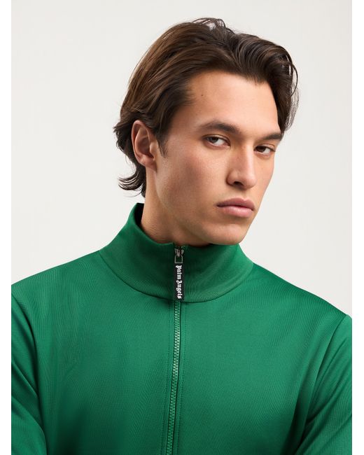 Palm Angels Green Curved Logo Track Jacket for men